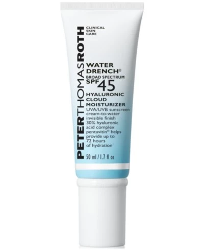 Солнцезащитный крем Peter Thomas Roth Water Drench с гиалуроновой кислотой широкого спектра действия SPF 45 Cloud Moisturizer, 1,7 унции, без цвета