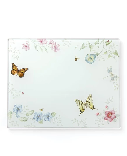 Разделочная доска стеклянная Lenox Butterfly Meadow, белая