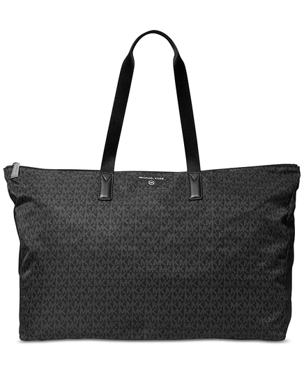 Большая нейлоновая сумка для путешествий с логотипом Michael Kors Jet Set черного цвета