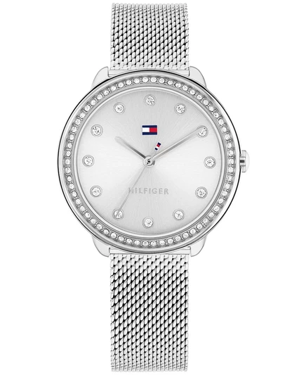 Женские кварцевые серебристые часы Tommy Hilfiger с сеткой из нержавеющей стали 32 мм серебристого цвета