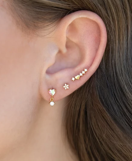 Женская команда Crystal Love Bubble Серьги с плоской задней частью gold