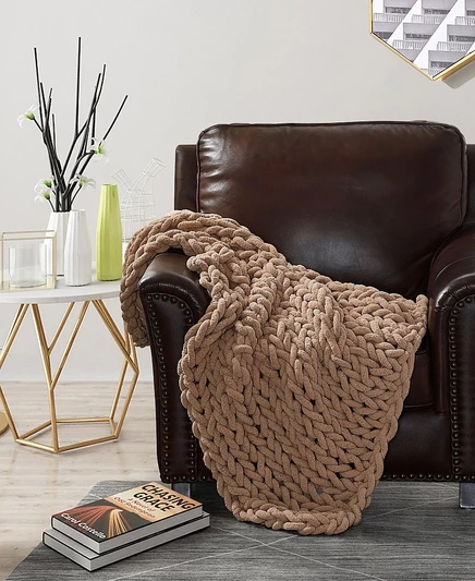 Плед American Heritage Chenille, светло-коричневый