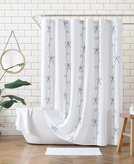 Штора для душа Peri Home Sasha Bows 183×183 см, синяя
