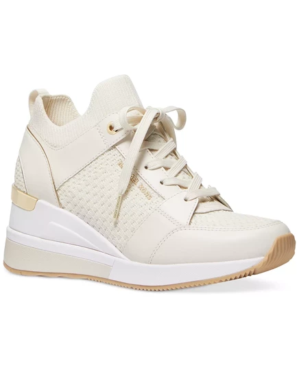 Женские кроссовки MICHAEL на шнуровке из трикотажа Georgie cream/ pale gold