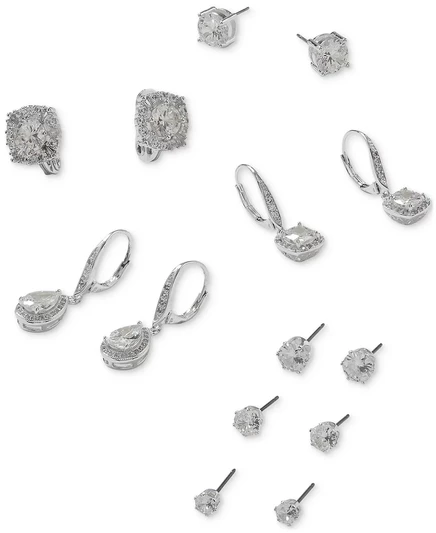 Женские серьги Anne Klein Pave Crystal Drop, серебристые