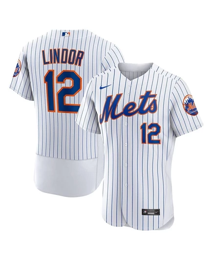 Мужская майка Nike Francisco Lindor White New York Metts Home Authentic Player белого цвета