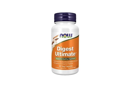 NOW Foods Digest Ultimate, 60 капсул белого цвета с зелеными вставками