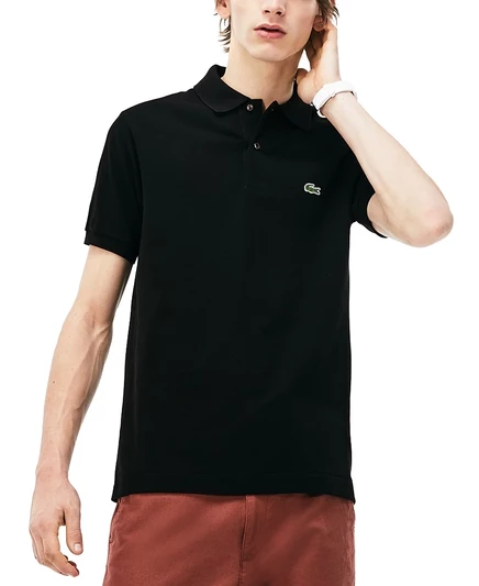 Мужское поло Lacoste L.12.12 классического кроя, черное