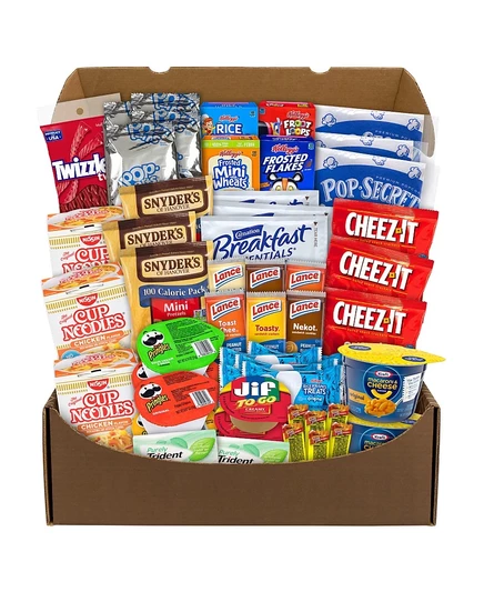 SnackboxPros Коробка для закусок для выживания в общежитии из 54 предметов