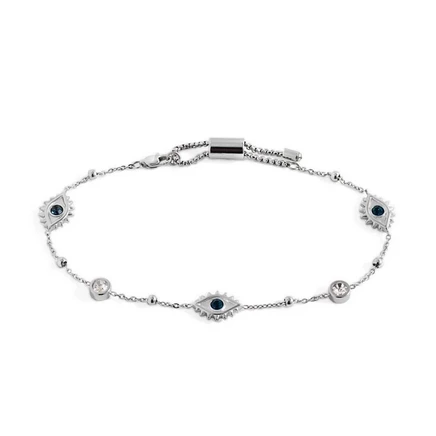 Женский браслет на ногу Alex and Ani Evil Eye, серебристый