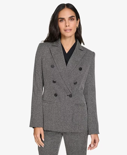  Женский двубортный блейзер  black/cream