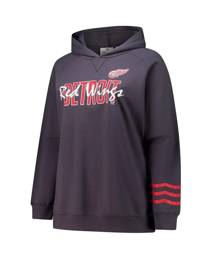 Женская толстовка с капюшоном Fanatics Detroit Red Wings размера плюс, легкий флисовый пуловер реглан charcoal