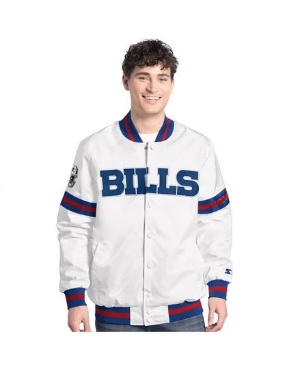 Мужская куртка Starter Scout varsity на кнопках, Buffalo Bills, белая