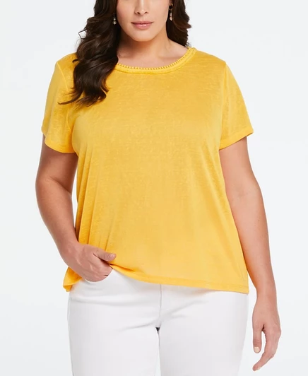 Женский топ Ella Rafaella plus size с бахромой, желтый