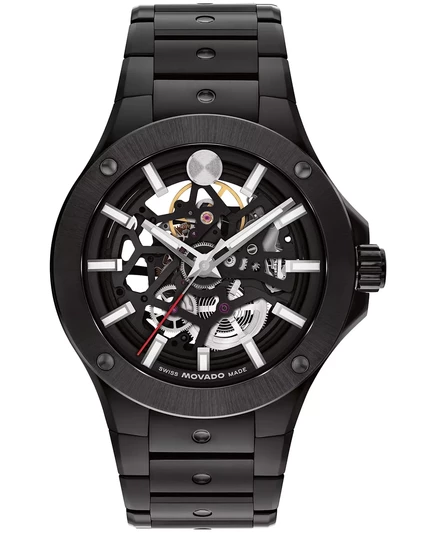 Мужские часы Movado Alta S.E. Skeleton автомат 43,5 мм, черный PVD