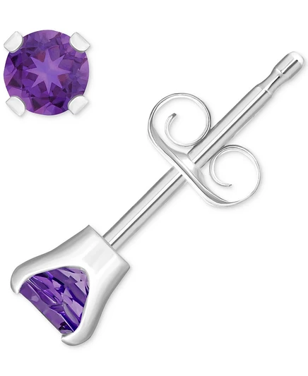 Серьги-пусеты Macy's, аметист, белое золото