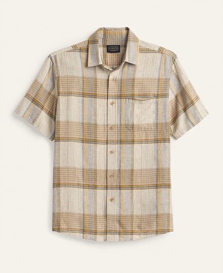 Мужская рубашка обычного покроя Pendleton's Dawson с коротким рукавом коричнево-бежевого цвета