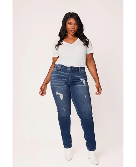 Женские джинсы SLINK JEANS Boyfriend больших размеров, синие