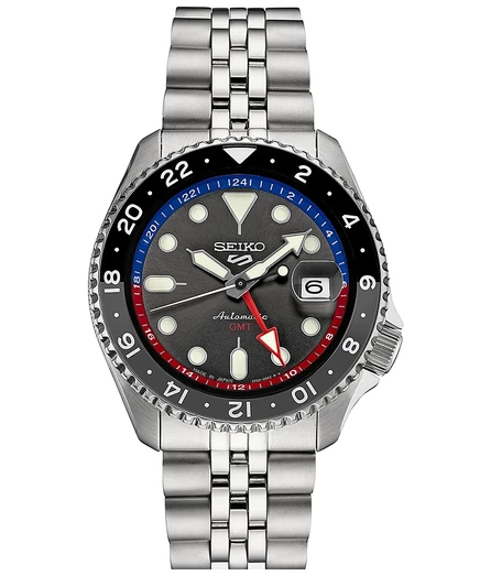 Мужские часы Seiko 5 Sports Automatic 43 мм, стальной браслет, серый