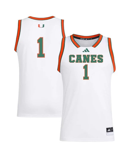 Мужская футболка Adidas 1 White Miami Hurricanes Реплика Swingman white