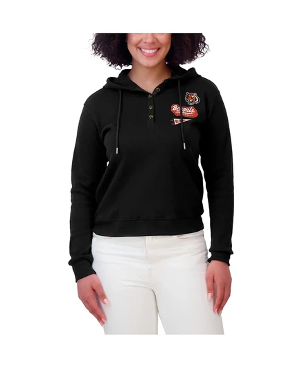 Женский черный пуловер с капюшоном из вафельной вязки Cincinnati Bengals от Erin Andrews от WEAR by Erin Andrews black