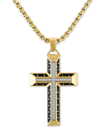 Мужской кулон Esquire Diamond Cross 56 см, позолоченный