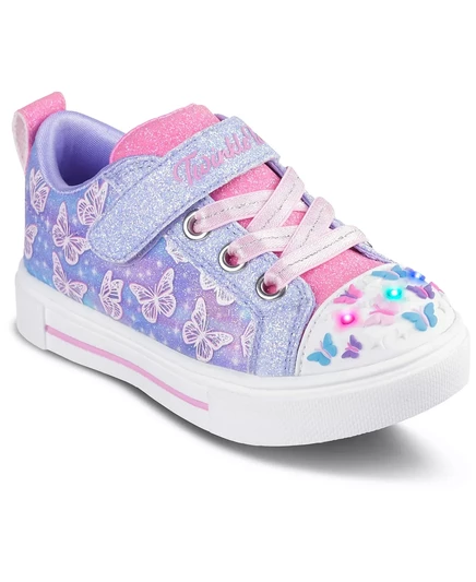 Повседневные кроссовки Skechers Toddler Girls Twinkle Toes Twinkle Sparks с эффектом омбре и флаттером, которые остаются на месте, с подсветкой от Finish Line lavendar multi
