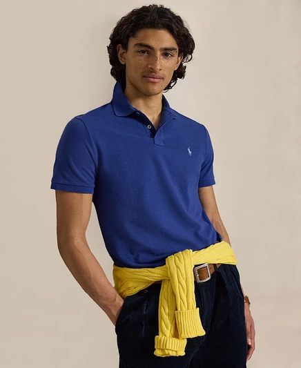 Мужское поло Polo Ralph Lauren Custom Slim-Fit, синее
