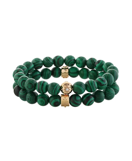 Браслет с мотивом из бисера с заряженным камнем, комплект из 2 предметов malachite
