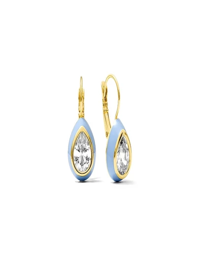 Серьги Alv Jewels Enamel Cz Pear Drop, светло-голубые