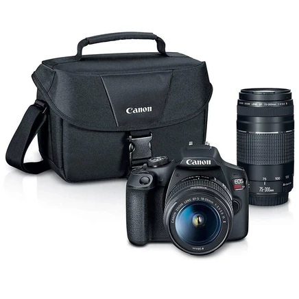 Камера Canon Rebel T7 в комплекте 18-55/75-300 мм, черная