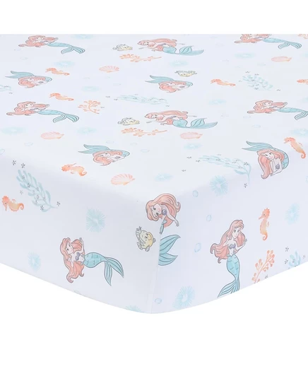 Простыня на резинке Bedtime Originals Disney Ariel для кроватки, белая