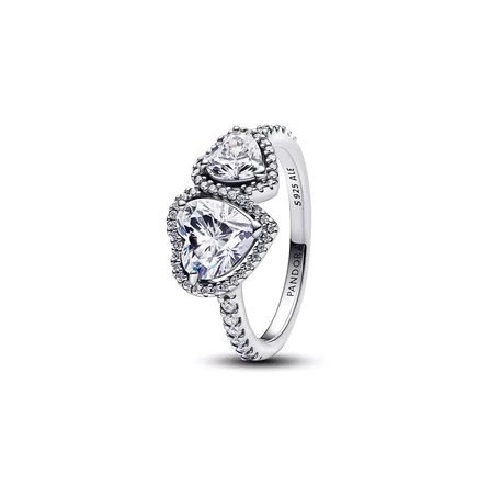 Кольцо из стерлингового серебра Pandora со сверкающими сердечками Halo sterling silver