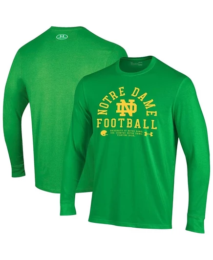 Мужская футболка Under Armour Notre Dame Sideline 2025, зеленая