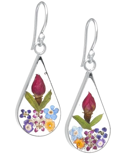 Серьги-подвески Macy's с сухоцветами, серебро, разноцветные