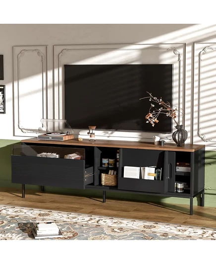 Современная подставка для телевизоров Streamdale Furniture для телевизоров до 75 дюймов, Развлекательный центр с местом для хранения, черный