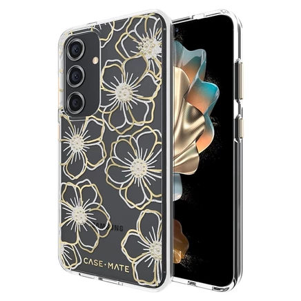 Чехол-накладка с цветочными камнями Case-Mate для Samsung Galaxy S24 gold