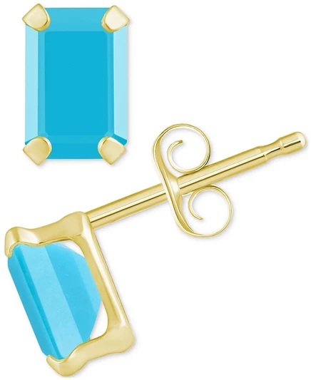 Серьги-гвоздики Macy's с бирюзой 6×4 мм, 14k золото