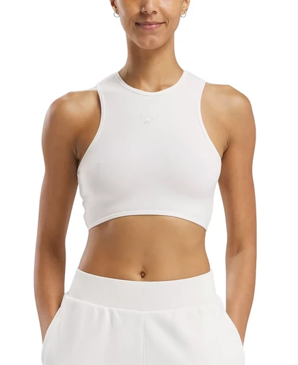 Женский топ без косточек с изогнутым низом от Reebok Womens Wardobe Essentials chalk