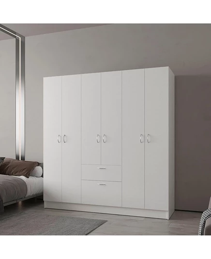 Шкаф FM FURNITURE Olin 6‑дверный с полками и ящиком, белый