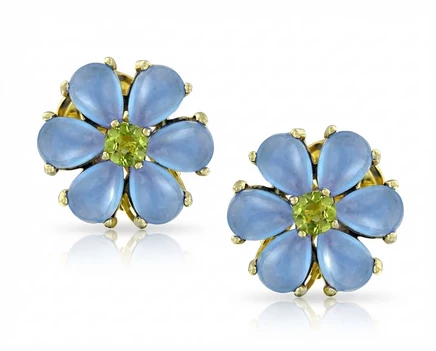 Женские серьги-клипсы Bling Jewelry Garden с нефритом, голубые