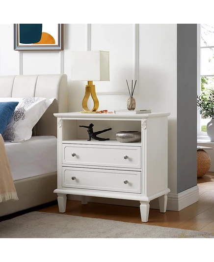 Тумбочка Streamdale Furniture с зарядной станцией и выдвижными ящиками белого цвета