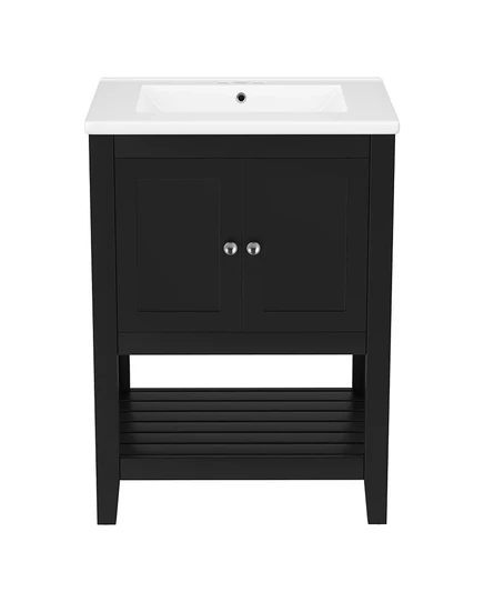 Тумба CASAINC 61 см с керамической раковиной, черная