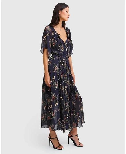 Женское платье миди с оборками Amour от Belle & Bloom navy