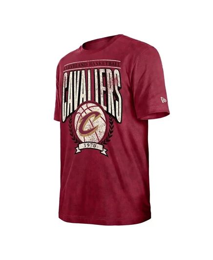 Мужская футболка New Era Wine Cleveland Cavaliers Hardwood Classics свободного кроя с минеральной стиркой Оверсайз wine