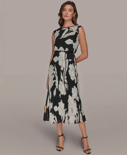 Женское миди‑платье Donna Karan New York в цветы, мульти