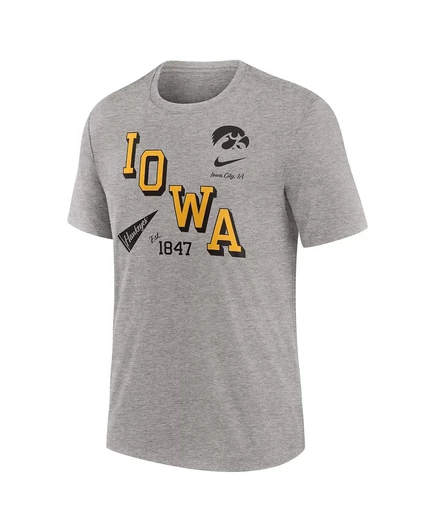 Мужская трехслойная футболка Nike Heather Gray Iowa Hawkeyes Blitz Roll Call от Nike heather gray