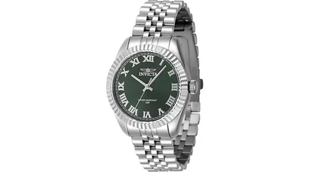Женские кварцевые часы Invicta Invicta 47410 Specialty с зеленым циферблатом и 3 стрелками silver