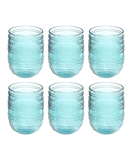 Кобальтовые бокалы Abode Homewares без ножек, украшенные бисером, Набор из 6 бокалов