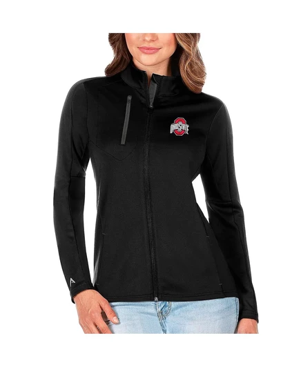 Женская черная/серебристая куртка Ohio State Buckeyes Generation на молнии от Antigua black, silver